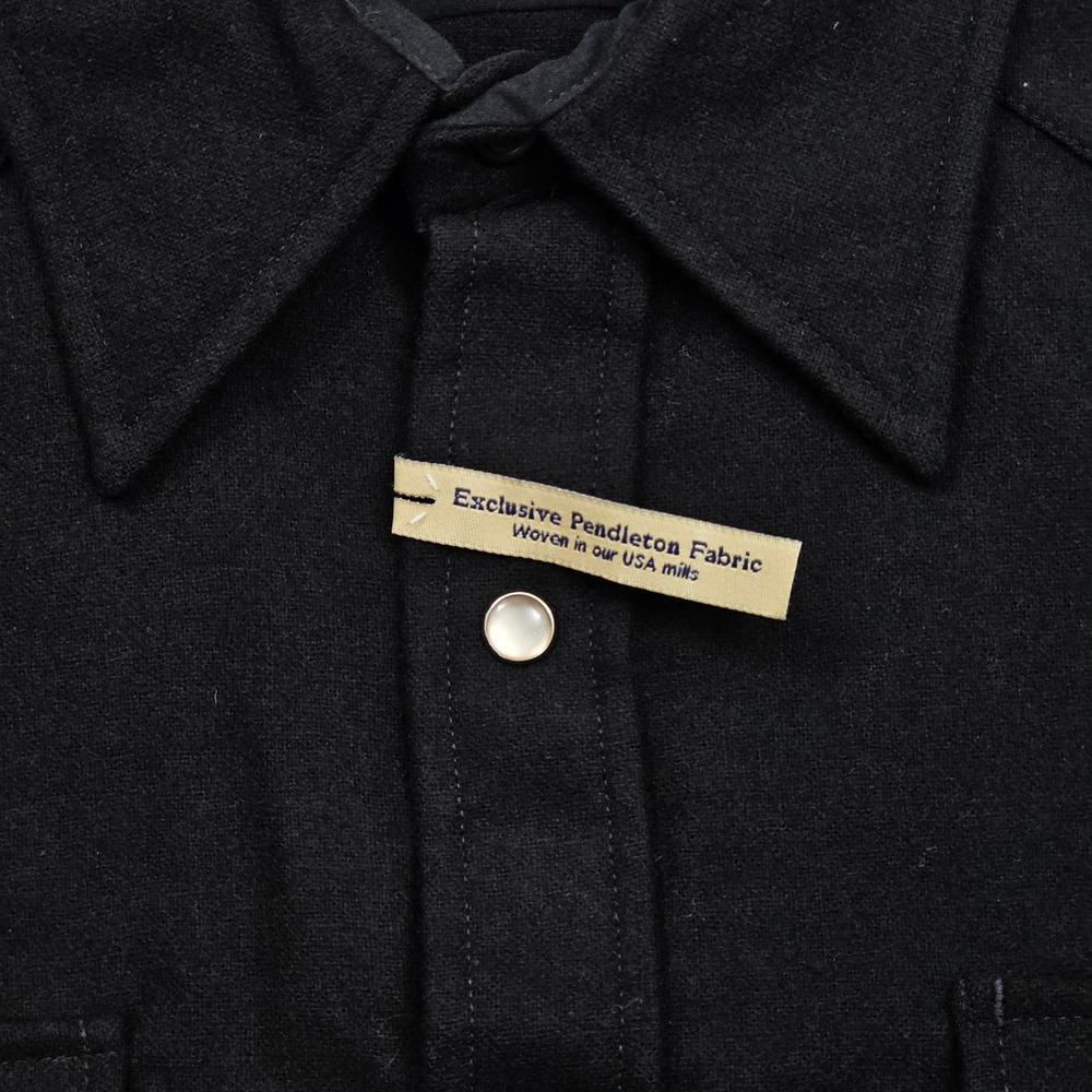 NWOT Pendleton Western Shirt Mens L Black Wool Pearl Snap High Grade Cowboy - Picture 5 of 9